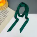 Solid dark green silk ribbon scarf for handbag handle, hair band and stylish neckerchief. - Dark Green