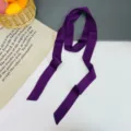 Solid color narrow silk scarf, elegant satin hair ribbon and bag handle band for women. - Deep purple