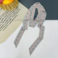 Lunga sciarpa in seta elegante motivo pied de poule rigato foulard accessorio versatile - Lettera Pied de Poule Arancione Grigio