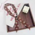 Retro beaded narrow scarf necklace with chic wave dot print, stylish multi-use neck ribbon. - Green Ball Brown