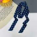 Sciarpa lunga in seta a pois blu navy elegante nastro per capelli accessorio multifunzionale per collo - Marino Grandi Pois