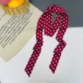 Elegante sciarpa lunga rossa a pois twilly nastro versatile accessorio da collo chic. - A Pois Grandi Borgogna