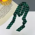 Foulard in seta a pois verde nastro per capelli borsa elegante accessorio da collo - A Pois Grandi Verde Militare