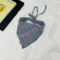 Children plaid triangular scarf blue red bandana baby fashionable cute breathable spring headscarf - Red Black Line Grid
