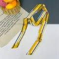 Lungo sciarpa in seta a righe nastro da collo moda versatile elegante donna accessorio giallo - Linea Nera Gialla Blocco Bianco