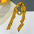 Lunga sciarpa di seta gialla twilly nastro da donna, elegante stampa vintage foulard fascia. - Cartone Animato Giallo
