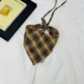 Korean style kids plaid triangle scarf cute breathable windproof baby headscarf spring - Dark Brown Coffee Grid