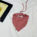 Kinder rot-weiße Karo Baumwolle Dreieckstuch, süßes Retro Kleinkind Mode Halstuch Bandana. - Kleines Gitter / Rot