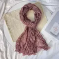 Women's pleated lightweight long scarf breathable summer neck wrap elegant fashion accessory - Three-Stripe Pleated Scarf / Light Coffee