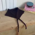 Brown knitted triangular scarf with ties, cozy winter neck warmer and stylish shawl. - Coffee