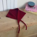 Red knitted triangular scarf with ties, versatile spring autumn neck warmer shawl for women. - Burgundy