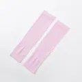 Ice silk sun protection sleeves detail view, breathable cooling arm guards for summer sports. - Fingerless (Unscented) / Pink