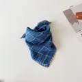 Baby plaid square scarf spring autumn breathable neckerchief kids versatile decorative accessory - Navy White Line Plaid