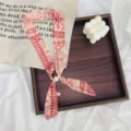 Retro floral skinny scarf with pearl detail, elegant decorative neckerchief for women. - Red Sunflower Beige Base
