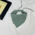Kinder grün kariertes Dreiecktuch Retro Stil süße Kleinkind Baumwolle Halstuch Kopfband. - Kleines Gitter / Grün