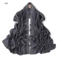 Women's dark grey chiffon scarf with elegant rose embroidery versatile shawl for spring autumn - Dark Gray
