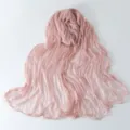 Sciarpa Lunga in Chiffon Crespo Rosa Leggero Morbido Traspirante con Bordo volante - Rosa Germoglio