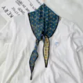 Korean style plaid cotton square scarf for kids, blue yellow checkered neck warmer detail. - 21x113cm Diamond Scarf / Sapphire Blue