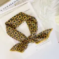 Retro yellow black print square scarf silk bandana stylish neckerchief chic hair accessory for women - 70x70cm High Quality Version / Square Yellow Coffee