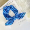 Blue floral square scarf detail shot, elegant neckerchief decoration for women spring autumn. - 70x70cm High Quality Version / One Stroke Flower Royal Blue