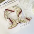 Korean style fashion small square scarf for women, elegant lightweight neckerchief. - 70x70cm High Quality Version / Two Tone Lines Pink