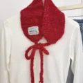 Süßer roter Strick Ohrenwärmer Schal für Damen, kuscheliger flauschiger Winter Halswärmer Accessoire. - Rot / 15*53cm