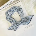 Blue and white floral print square scarf, delicate neckerchief and stylish fashion accessory. - 70x70cm High Quality Version / Grape Leaf Navy Blue