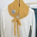 Koreanischer gelber Strickschal Detail, süsses Winter warmes Accessoire für Damen. - Kurkuma / 15*53cm