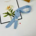 Sciarpa sottile in maglia azzurra da donna, scaldacollo lungo casual color caramella. - 4*188 Sciarpa Piatta Lunga / Celeste