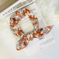 Fashion orange printed square scarf neckerchief with lace trim for women spring daily wear - 70x70cm High Quality Version / Orange Red Border Letter Leaf