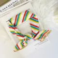 Colorful striped silk square scarf fashionable neckerchief for women spring daily versatile wear - 70x70cm High Quality Version / Red Blue Yellow Striped White