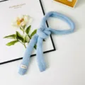 Sciarpa sottile in maglia azzurra da donna, foulard trendy morbido autunno primavera. - 4*125 Sciarpa Tonda / Celeste