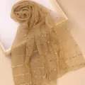 Gold Sequin Scarf Women Sparkly Pleated Long Shawl Fashion Autumn Winter Decorative Wrap - Turmeric