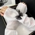 Femmes été blanc manchots de glace respirant protection solaire manchons bras nœud - Taille unique / Manches en Maille à Noeud Noir - Blanc