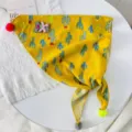 Kids cute cactus print triangular scarf cotton linen winter warm bib toddler neckerchief - Cactus Ginger Yellow