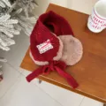 Koreaanse stijl kinderen warme pluche oorbeschermers schattige strik winter gebreid model - Rood