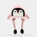 Niedlicher Cartoon Pinguin Kinder Pluesch Ohrklappen Hut Winter warmer rosa Pullover. - Kinder 50-54cm / Rosa