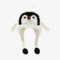 Süße Winter Plüsch Pinguin Mütze für Kinder, warme Ohrenklappen Mütze mit süßen Bommeln. - Kinder 50-54cm / Weiß