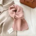 Soft pink knitted scarf, cozy solid color winter neckerchief, warm and stylish accessory. - Pink