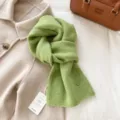 Women autumn winter candy color knitted scarf cozy warm solid color casual fashion neck wrap - Autumn Fragrance Green