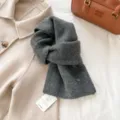 Cozy winter grey knitted scarf for women, soft warm stylish fashion neck warmer and casual wrap. - Dark Gray