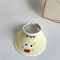 Kids summer empty top sun visor hat with cute cartoon face and nice print design outdoor cap. - Adjustable 47-52 (3-8 Years) / Beige