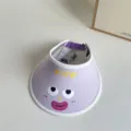 Kids summer empty top sun hat cute cartoon face wide brim outdoor UV protection beach cap - Adjustable 47-52 (3-8 Years) / Purple