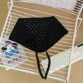 Bufanda triangular de punto calado estilo coreano negro cinta diadema transpirable - Negro