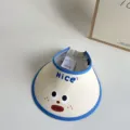 Kinder leere Oberseite Sonnenhut breite Krempe Sommer süße Cartoon Kappe UV Schutz - Verstellbar 47-52 (3-8 Jahre) / Beige Blau