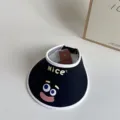 Kinder leerer Oberteil Sonnenschutz Hut Sommer süßer Cartoon Ausdruck UV-Schutz Mütze - Verstellbar 47-52 (3-8 Jahre) / Schwarz