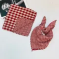Cute red white gingham baby scarf cotton toddler neckerchief spring autumn accessories - Red Medium-Small Plaid