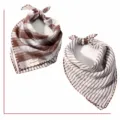 Baby Cotton Reversible Kerchief Plaid Striped Neck Scarf Cute Toddler Anti-Wind Bibs - Coffee Medium Plaid