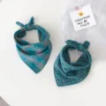 Infant baby plaid bandana toddler anti-wind neck warmer double-sided cotton scarf. - Dark Cyan Medium Plaid