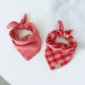 Baby red plaid scarf cute double sided cotton bib toddler autumn windproof neck warmer - Red White Small Plaid